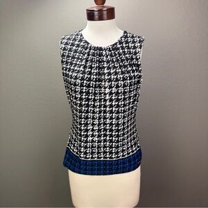 Calvin Klen Black & white Houndstooth Printed Sleeveless Tank Blouse Sz S
